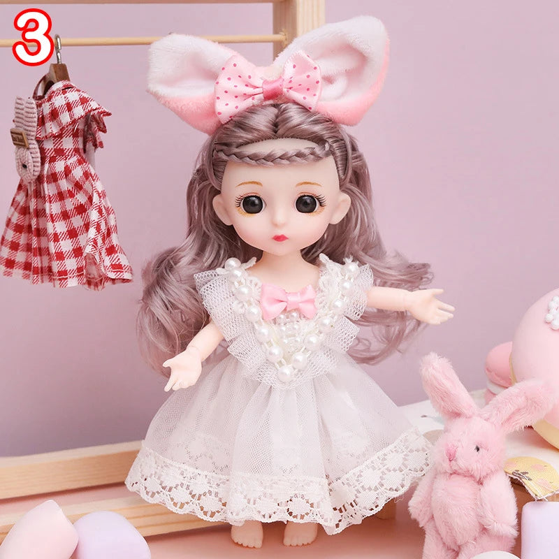 New 16 cm BJD Mini FASHION Toy DOLL With Clothes MINIATUR