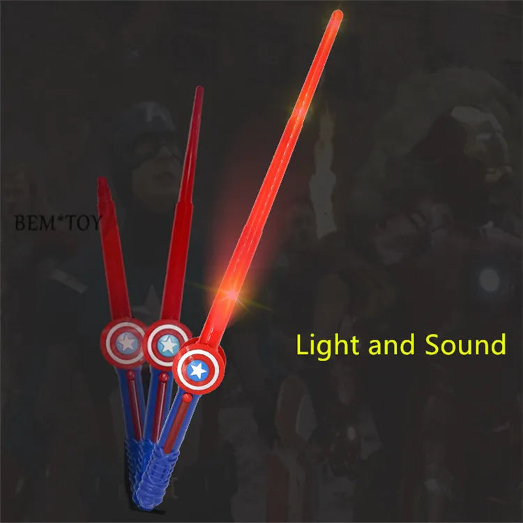 LED Light Sound Superhero Sword Figurines Hulk Black Panther Thanos Captain America Lightsaber Cosplay