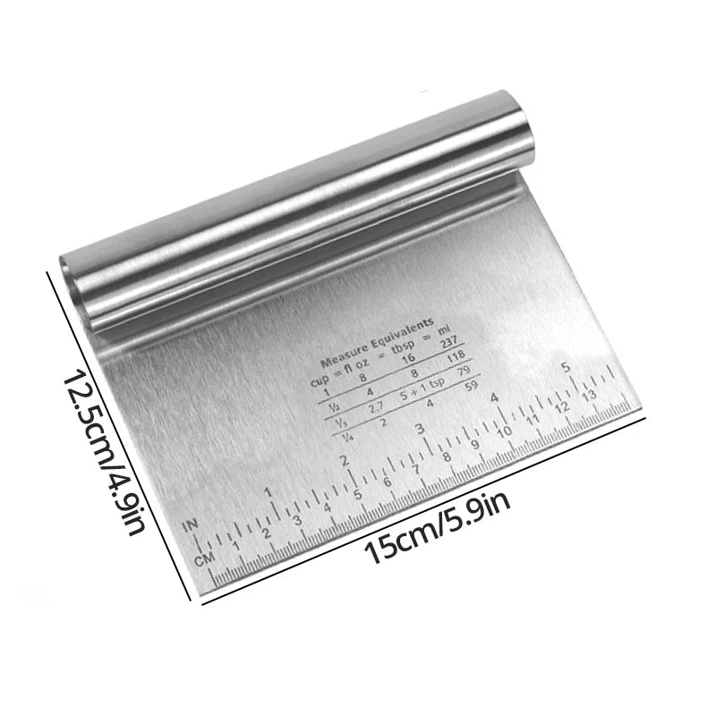 Multi-purpose Stainless Steel Scraper & Chopper, Dough Scraper, Pizza Dough Cutter