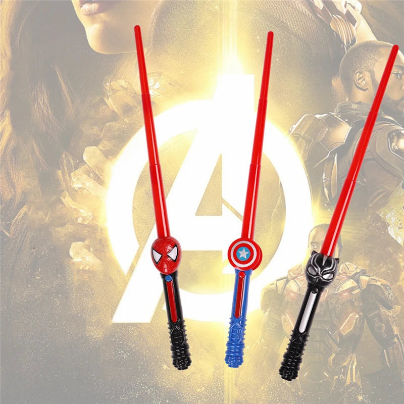 LED Light Sound Superhero Sword Figurines Hulk Black Panther Thanos Captain America Lightsaber Cosplay