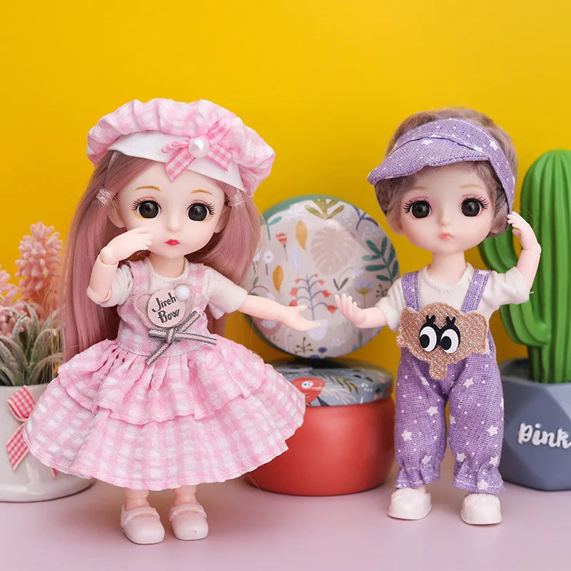 New 16 cm BJD Mini FASHION Toy DOLL With Clothes MINIATUR