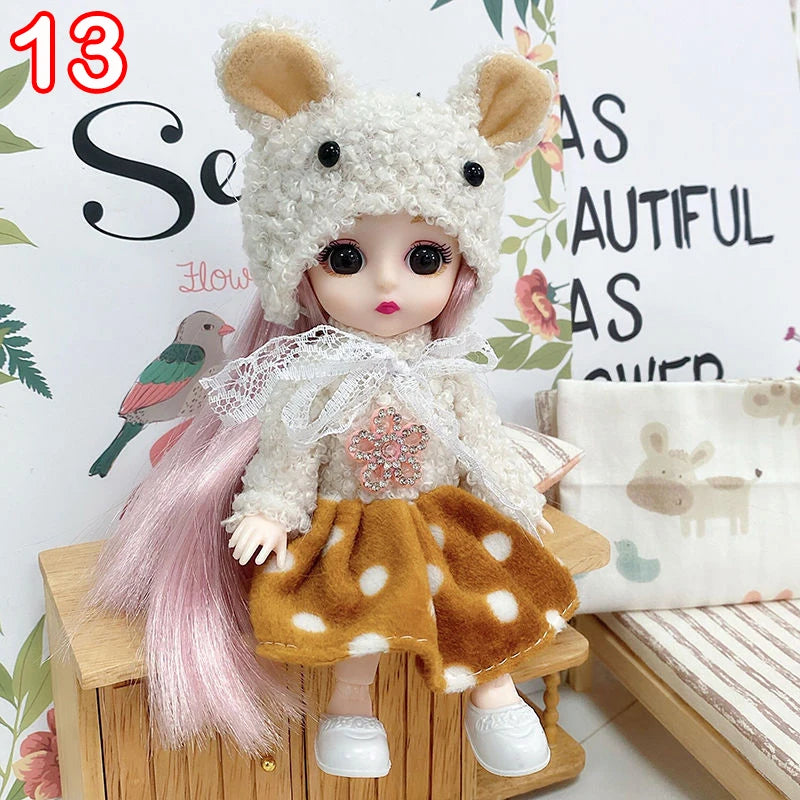 New 16 cm BJD Mini FASHION Toy DOLL With Clothes MINIATUR
