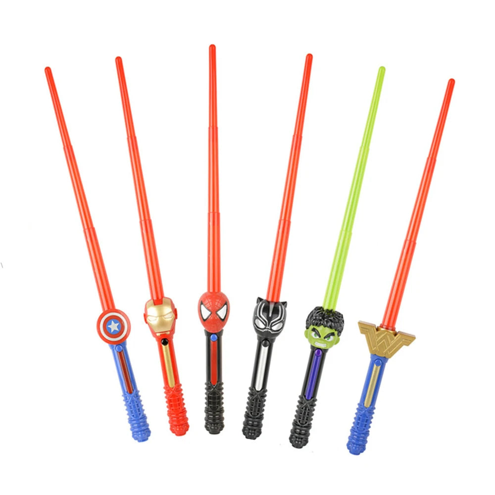 LED Light Sound Superhero Sword Figurines Hulk Black Panther Thanos Captain America Lightsaber Cosplay