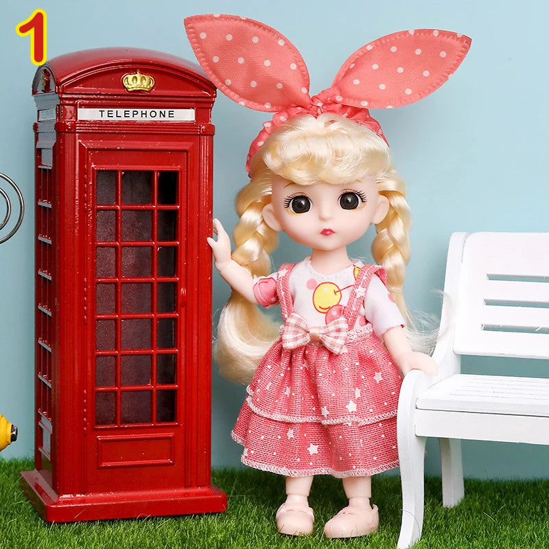 New 16 cm BJD Mini FASHION Toy DOLL With Clothes MINIATUR