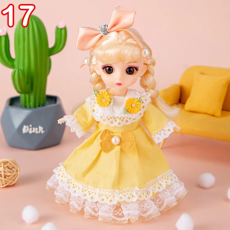 New 16 cm BJD Mini FASHION Toy DOLL With Clothes MINIATUR