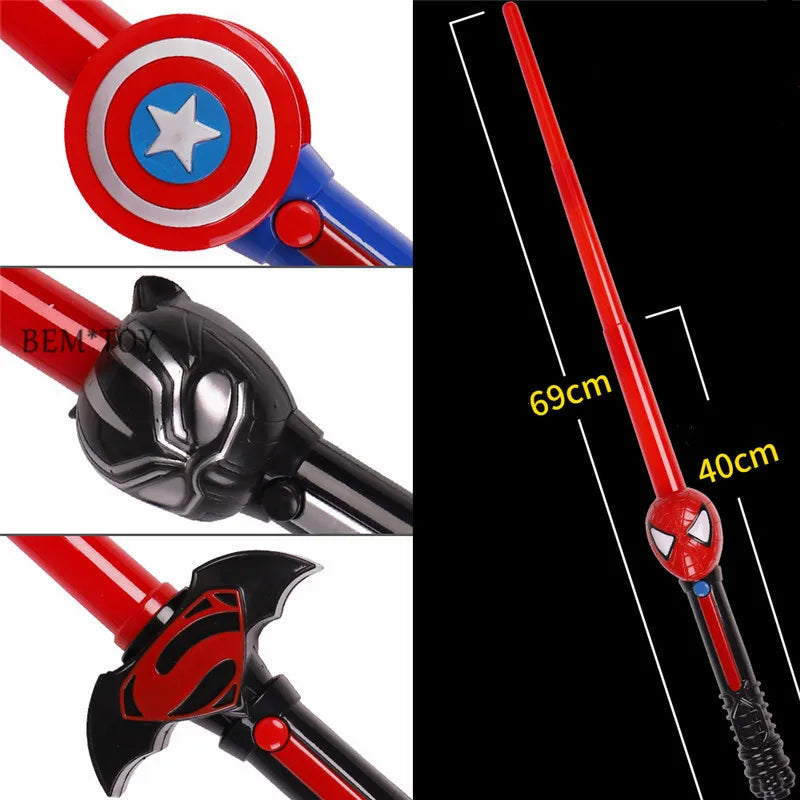 LED Light Sound Superhero Sword Figurines Hulk Black Panther Thanos Captain America Lightsaber Cosplay