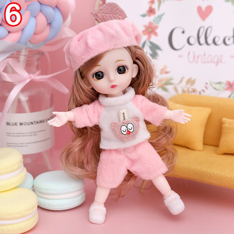 New 16 cm BJD Mini FASHION Toy DOLL With Clothes MINIATUR