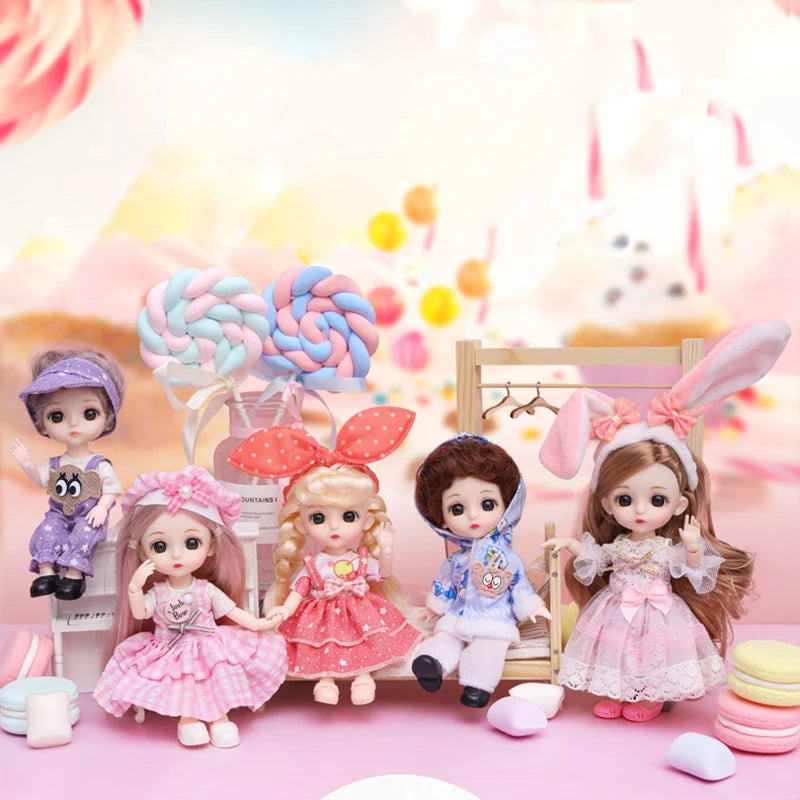 New 16 cm BJD Mini FASHION Toy DOLL With Clothes MINIATUR