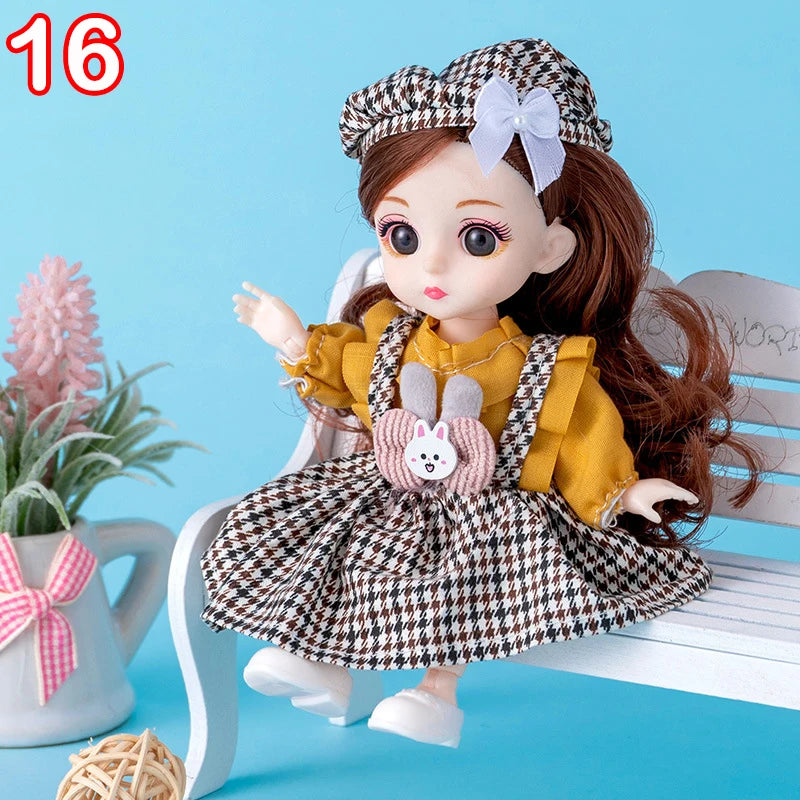 New 16 cm BJD Mini FASHION Toy DOLL With Clothes MINIATUR