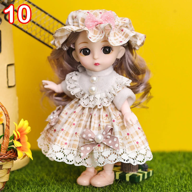 New 16 cm BJD Mini FASHION Toy DOLL With Clothes MINIATUR