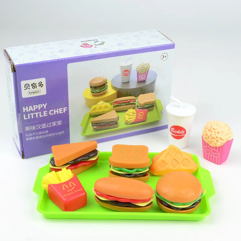 9 PCS Per Set Detachable Snack Hamburger Plastic Pretend Toy Play House