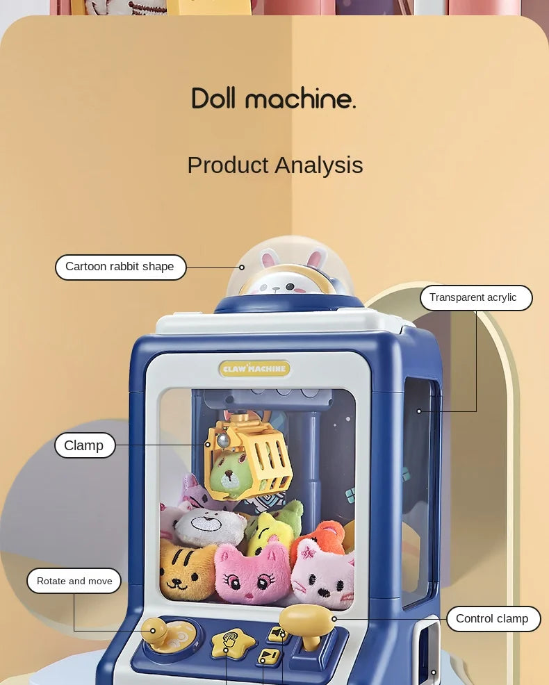 Mini Automatic Doll Machine Kids Coin Operated Play Game Claw DIY Catch Toy Crane