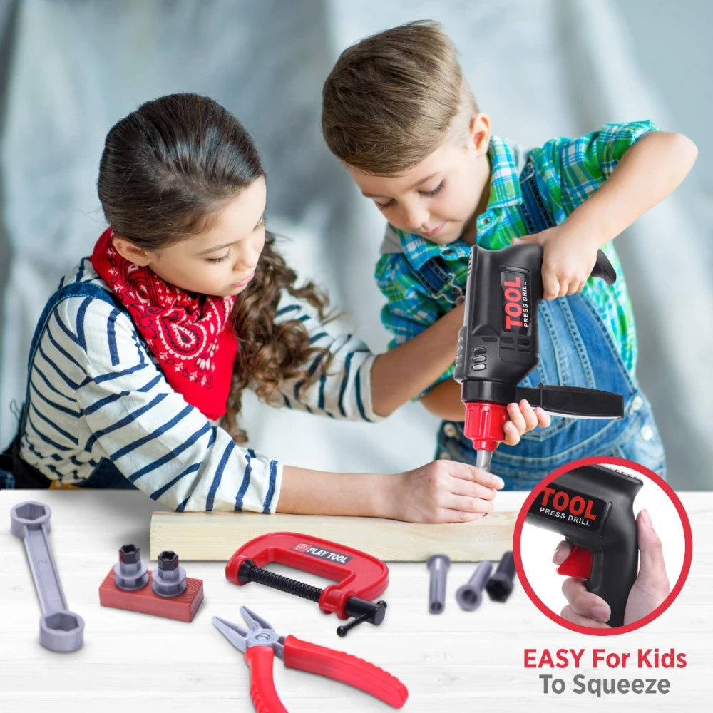 Children's Tool Set with Electric Toy Drill Power Construction for Toddler Boys Girls Child