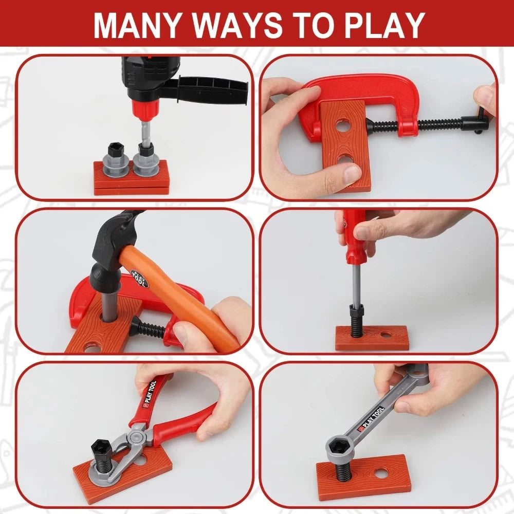 Children's Tool Set with Electric Toy Drill Power Construction for Toddler Boys Girls Child
