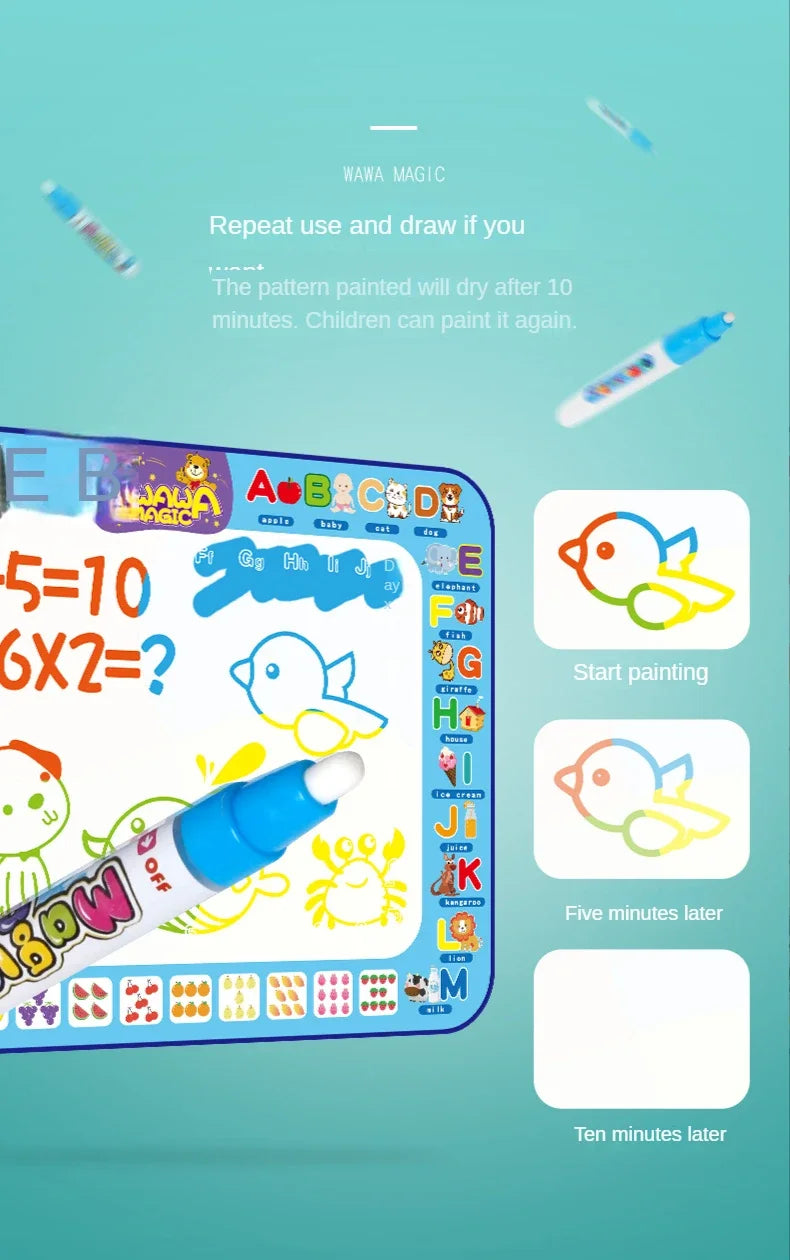 Magic Water Drawing Mat with Fluorescent Pen Painting Board Early Educational Toys Montessori Toys for Kids