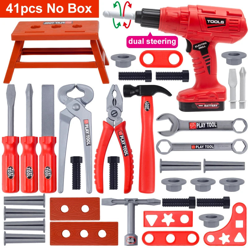 Children's Tool Set with Electric Toy Drill Power Construction for Toddler Boys Girls Child