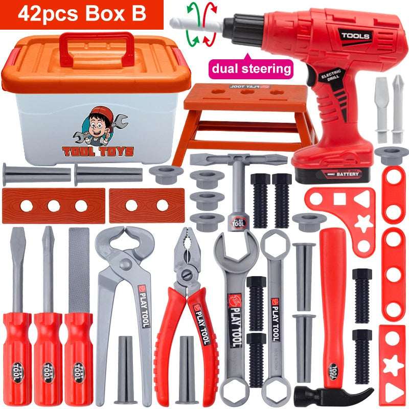 Children's Tool Set with Electric Toy Drill Power Construction for Toddler Boys Girls Child