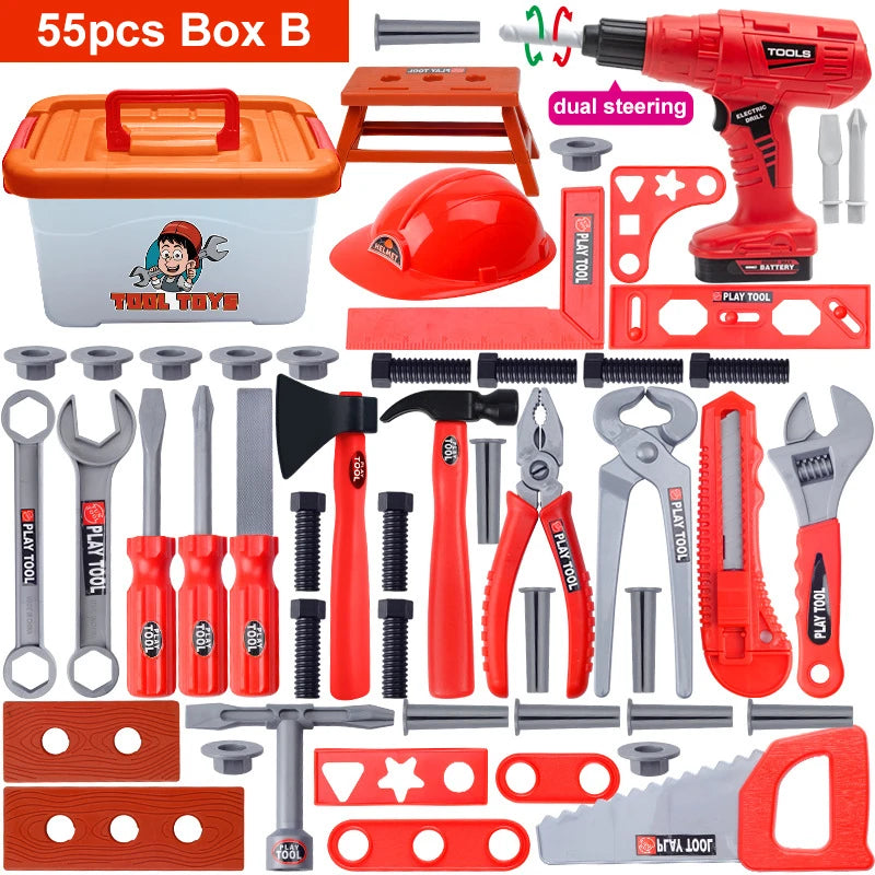 Children's Tool Set with Electric Toy Drill Power Construction for Toddler Boys Girls Child