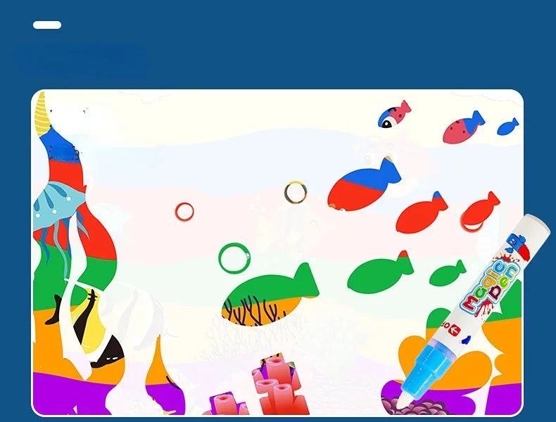 Magic Water Drawing Mat with Fluorescent Pen Painting Board Early Educational Toys Montessori Toys for Kids