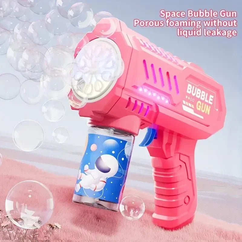 Children Electric Bubble Gun Rocket Soap Automatic Bubble Machine Bubbles Gun Kids Summer