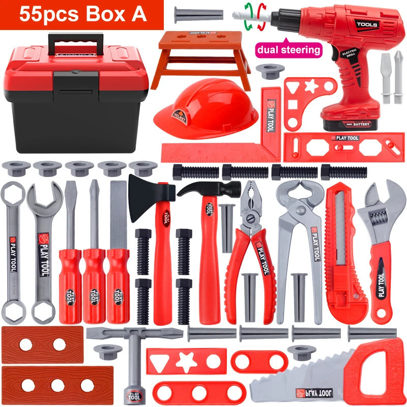 Children's Tool Set with Electric Toy Drill Power Construction for Toddler Boys Girls Child
