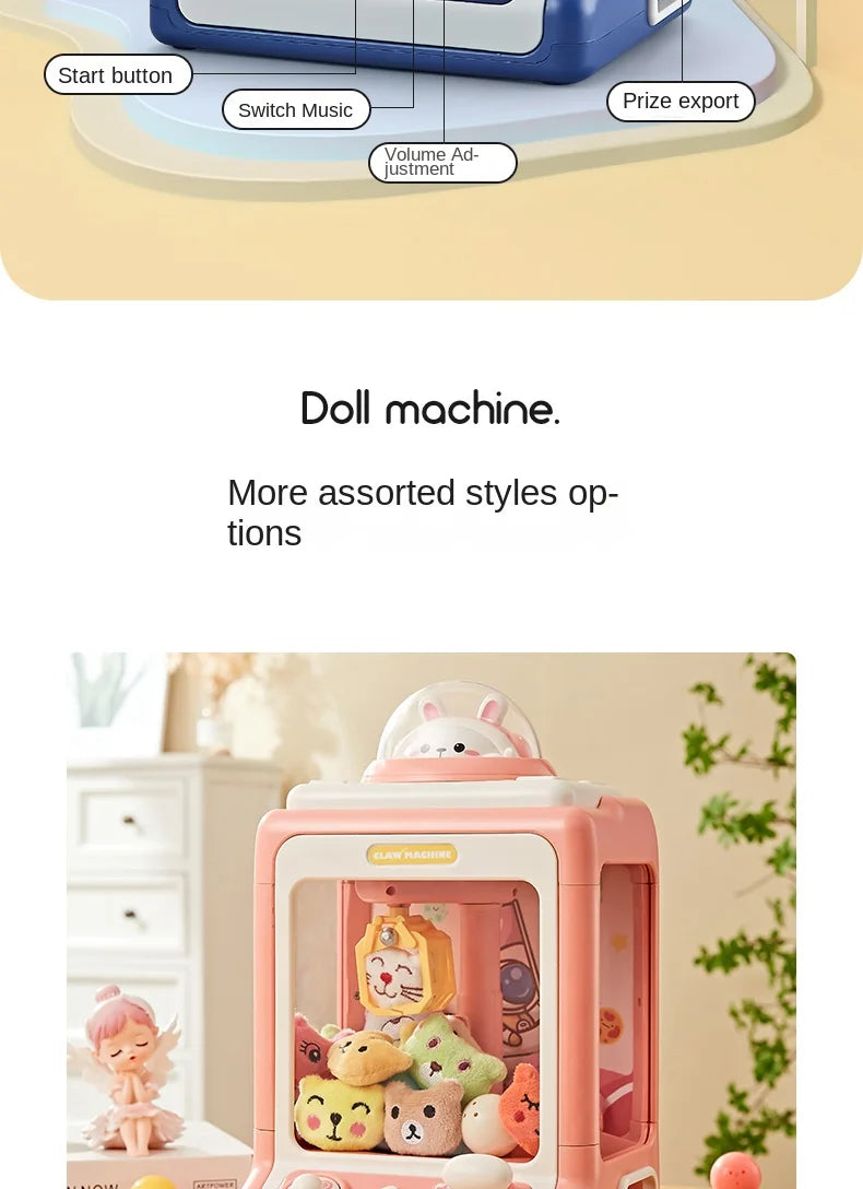 Mini Automatic Doll Machine Kids Coin Operated Play Game Claw DIY Catch Toy Crane