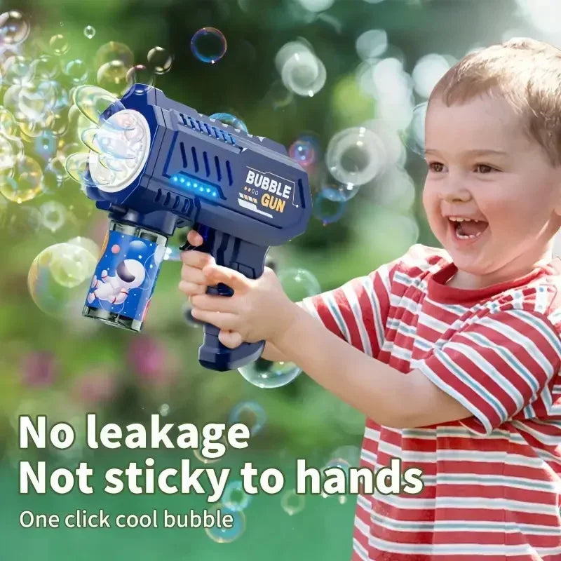 Children Electric Bubble Gun Rocket Soap Automatic Bubble Machine Bubbles Gun Kids Summer
