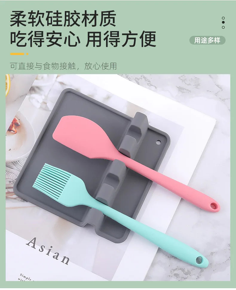 Flexible Silicone Spoon Rest Holder for Kitchen Utensils, Heat-Resistant