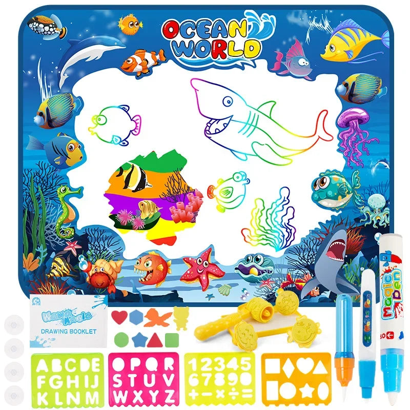 Magic Water Drawing Mat with Fluorescent Pen Painting Board Early Educational Toys Montessori Toys for Kids