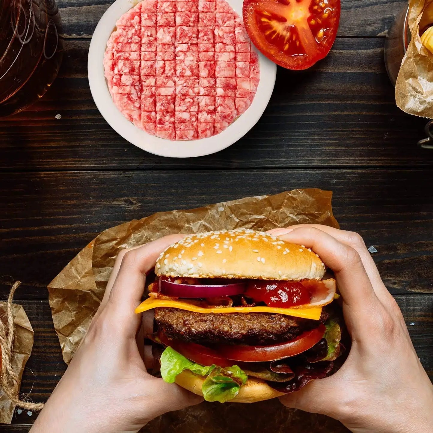 Hamburger Press Stuffed Burger Press Plastic Meat Grill Party BBQ Burger