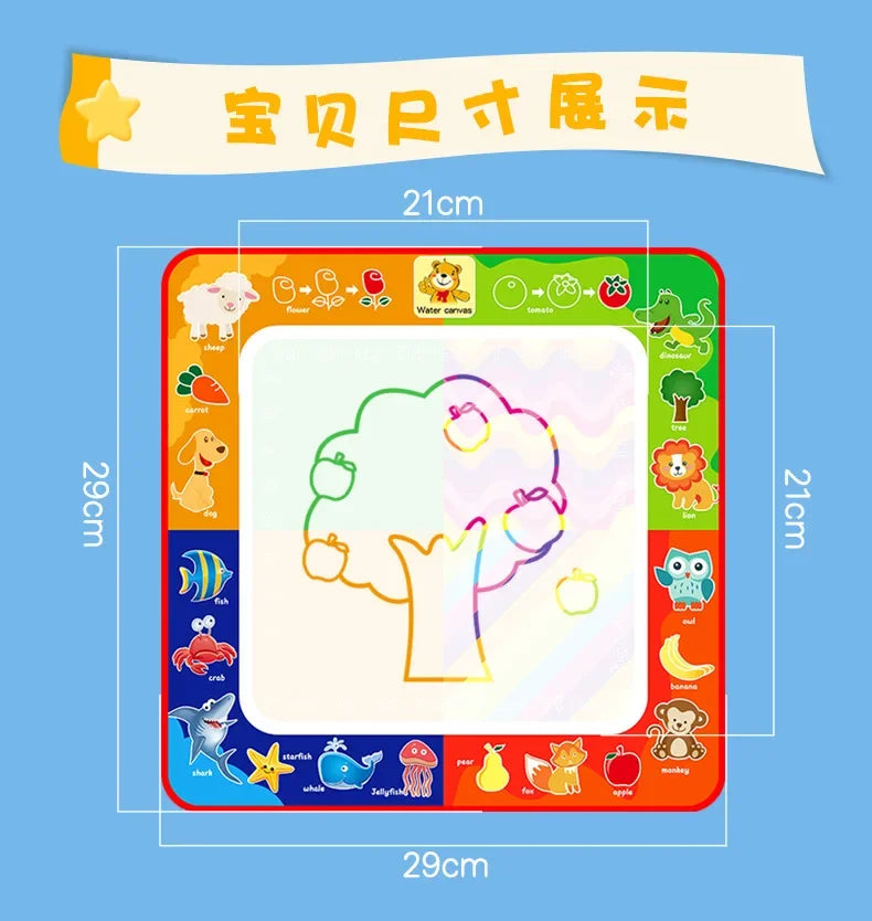 Magic Water Drawing Mat with Fluorescent Pen Painting Board Early Educational Toys Montessori Toys for Kids