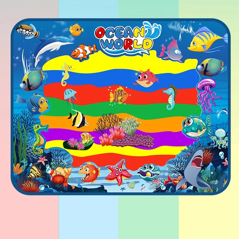 Magic Water Drawing Mat with Fluorescent Pen Painting Board Early Educational Toys Montessori Toys for Kids