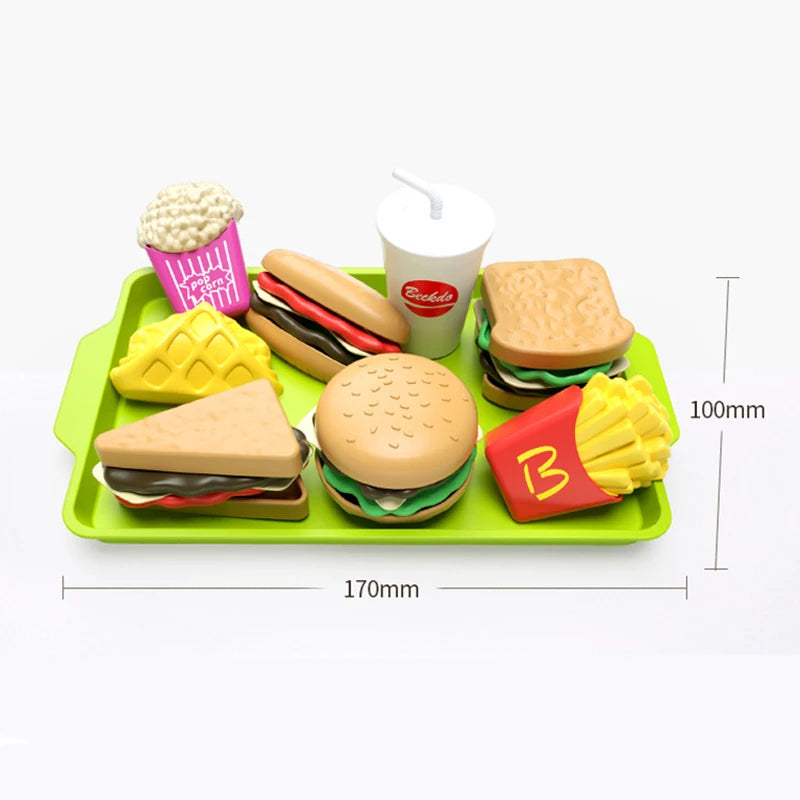 9 PCS Per Set Detachable Snack Hamburger Plastic Pretend Toy Play House