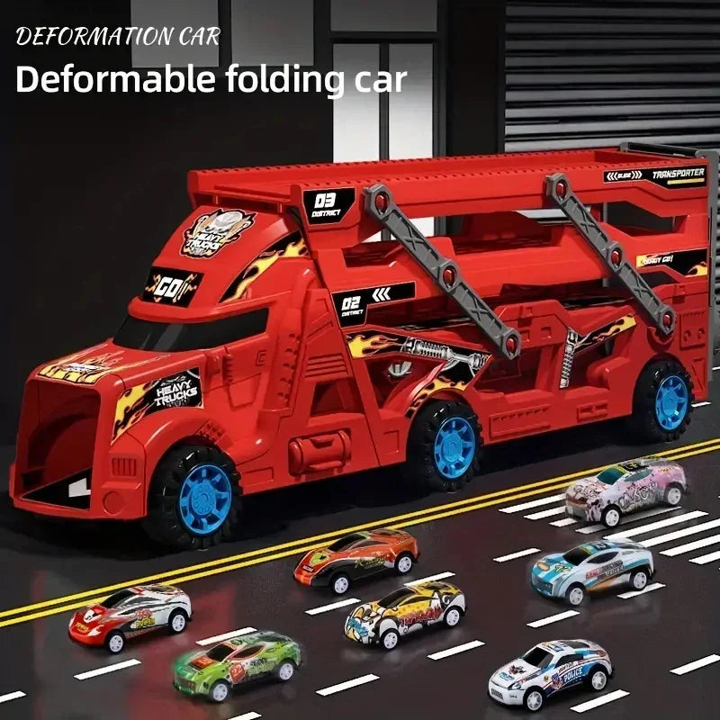 Large Kid Truck Deformation Transporter Car-Track Racing