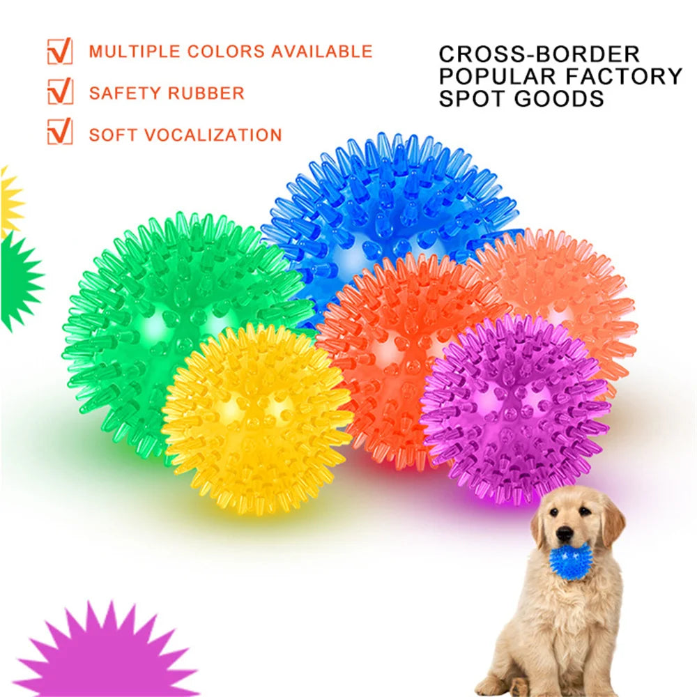 Dog-Cat toys Puppy Sounding Toy Polka Squeaky Tooth Cleaning Ball Training