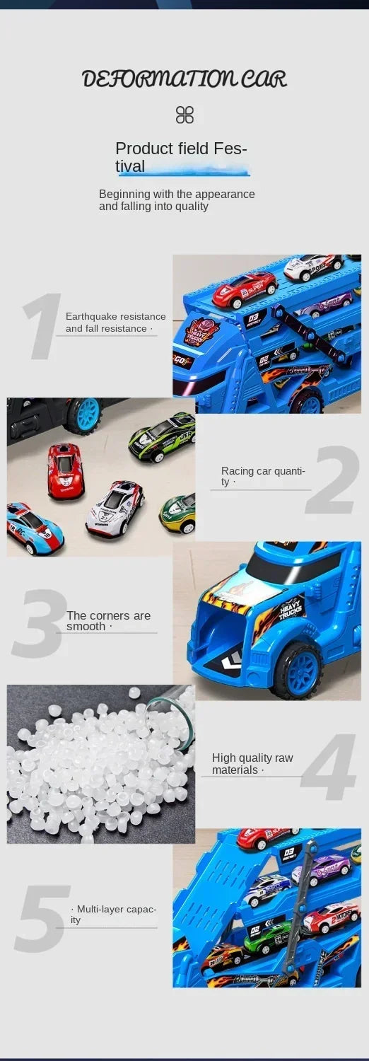 Large Kid Truck Deformation Transporter Car-Track Racing