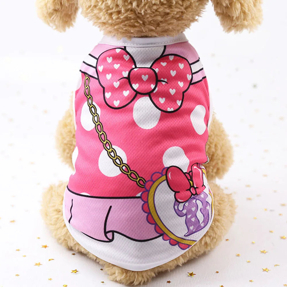 Dog Shirt Vest for Dog Soft Cartoon Sleeveless Vest Breathable Clothes for Boys or Girls Puppy Cat