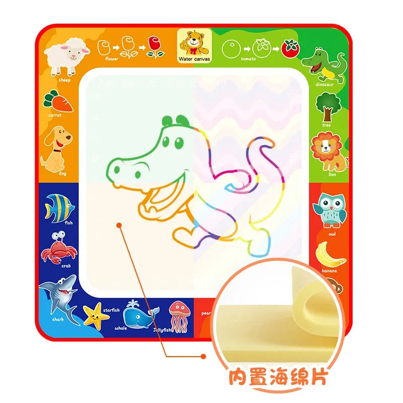 Magic Water Drawing Mat with Fluorescent Pen Painting Board Early Educational Toys Montessori Toys for Kids