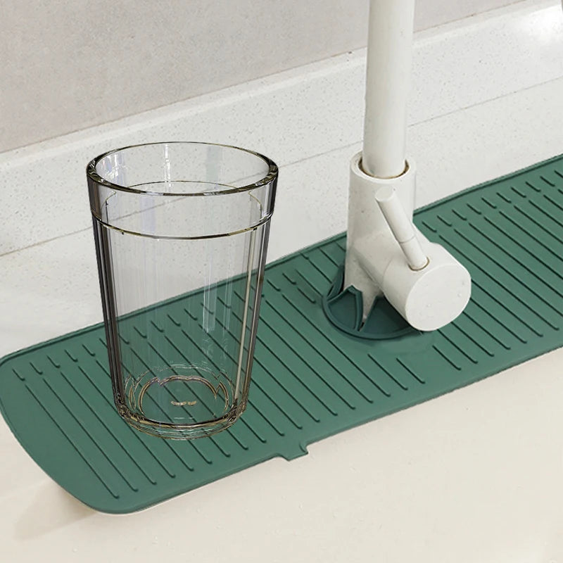 Faucet Splash Pad Silicone Sink Faucet Splash Guard Mat Sponge Drain Anti Slip Rack for Bathroom