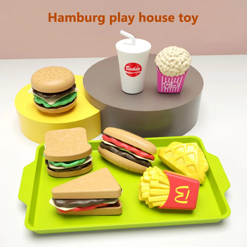 9 PCS Per Set Detachable Snack Hamburger Plastic Pretend Toy Play House