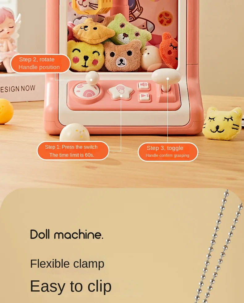 Mini Automatic Doll Machine Kids Coin Operated Play Game Claw DIY Catch Toy Crane