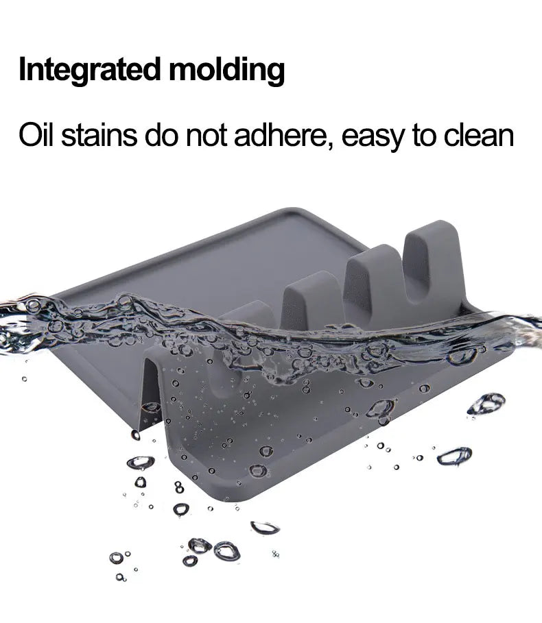 Flexible Silicone Spoon Rest Holder for Kitchen Utensils, Heat-Resistant