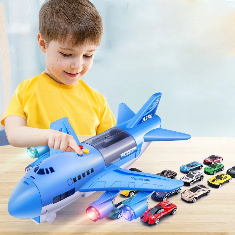 Simulation Track Inertia Airplane Music Stroy With Lighting Plane Toy Kids Gift
