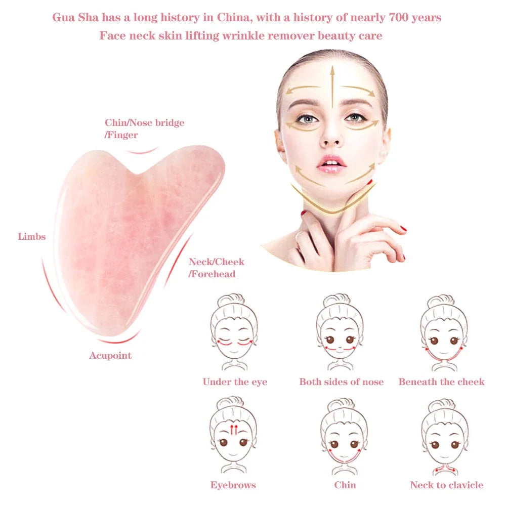 Natural Rose Jade Gua Sha Gouache Scraper Massager for Face Body