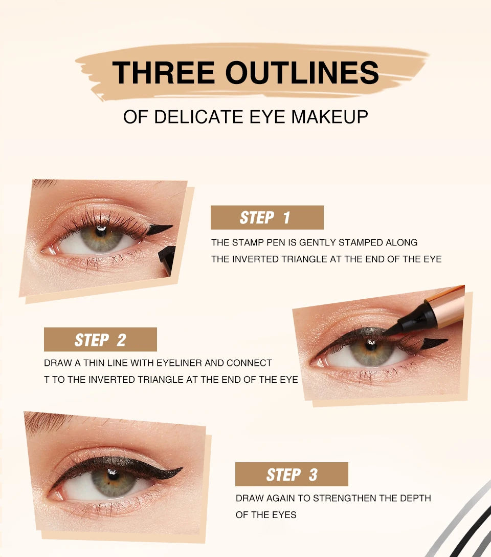 O.TWO.O Eyeliner Stamp Black Liquid Pen Waterproof Fast Dry Double-ended