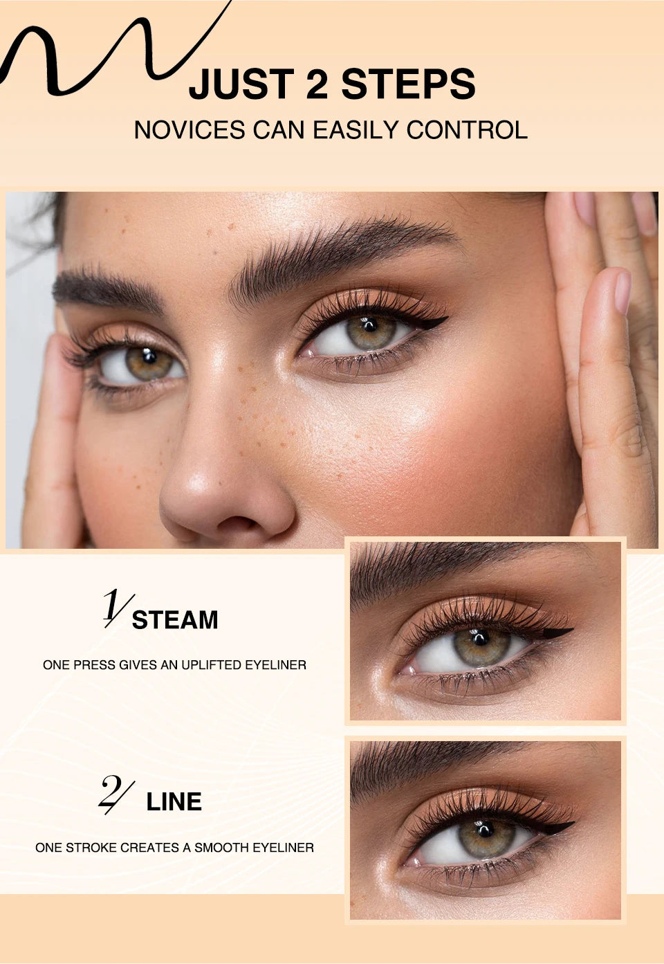 O.TWO.O Eyeliner Stamp Black Liquid Pen Waterproof Fast Dry Double-ended