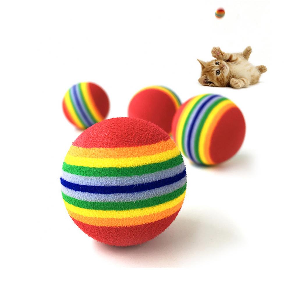 Colorful Pet Rainbow Foam Fetch Balls Training Interactive Dog Funny Toy