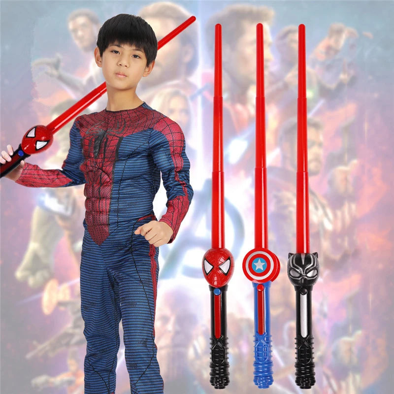 LED Light Sound Superhero Sword Figurines Hulk Black Panther Thanos Captain America Lightsaber Cosplay
