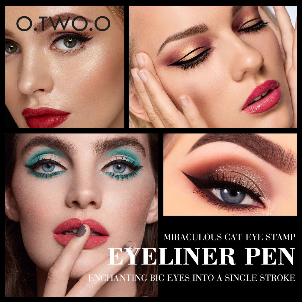 O.TWO.O Eyeliner Stamp Black Liquid Pen Waterproof Fast Dry Double-ended