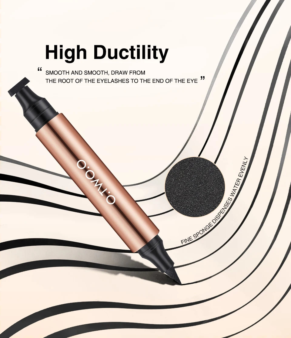 O.TWO.O Eyeliner Stamp Black Liquid Pen Waterproof Fast Dry Double-ended